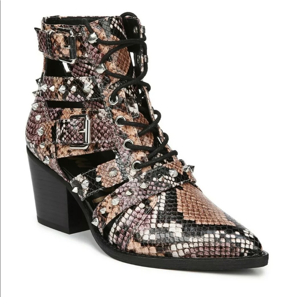 Sam Edelman Elana Studded Python Print Boots 7 New - image 2
